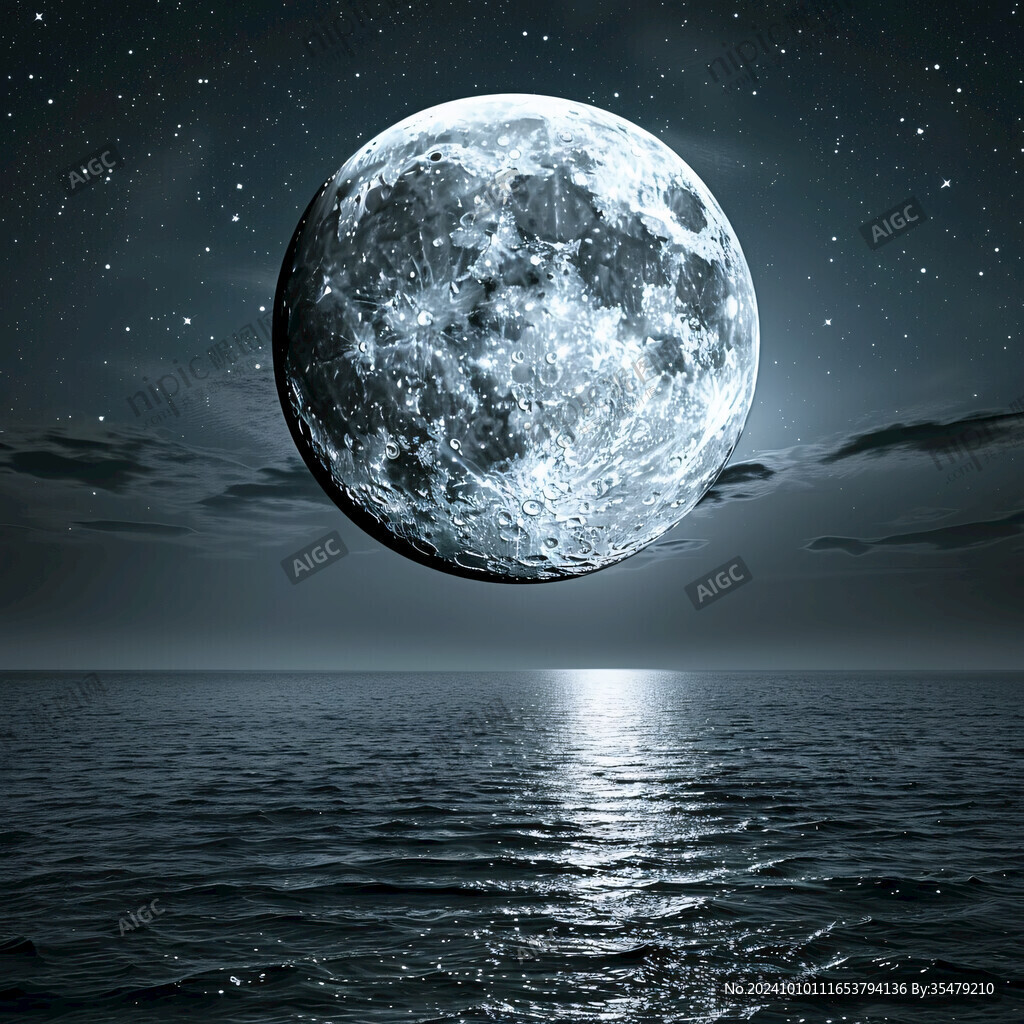 月亮科幻大海
