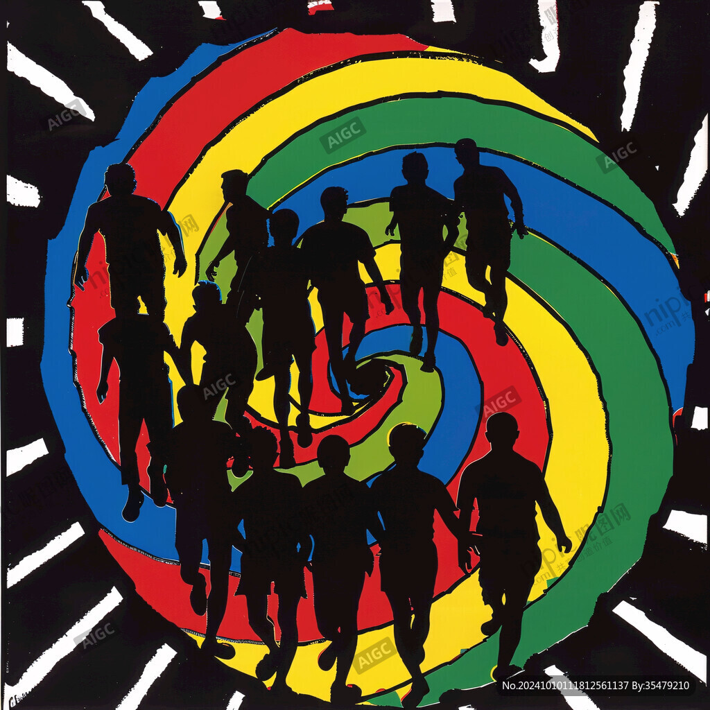 彩跑快乐慢跑奔跑剪影