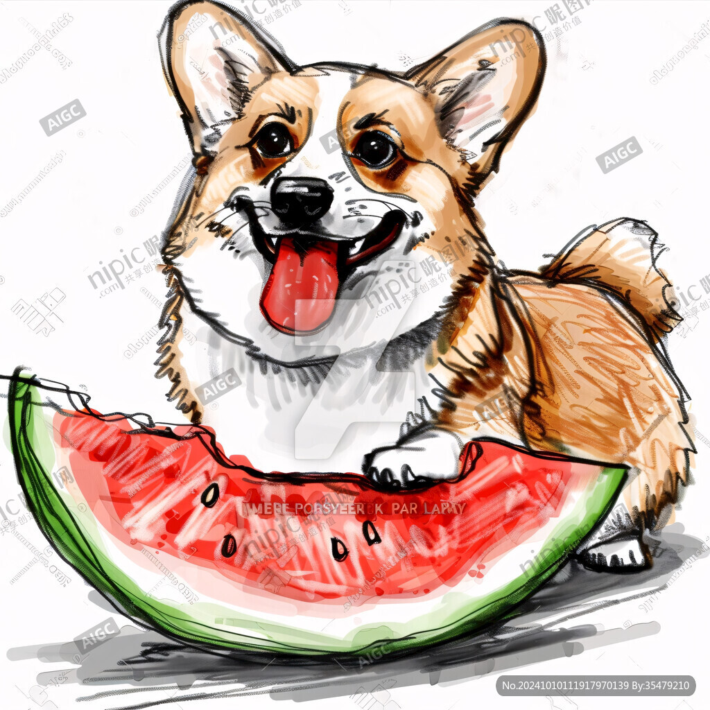 柯基卡通手绘图案