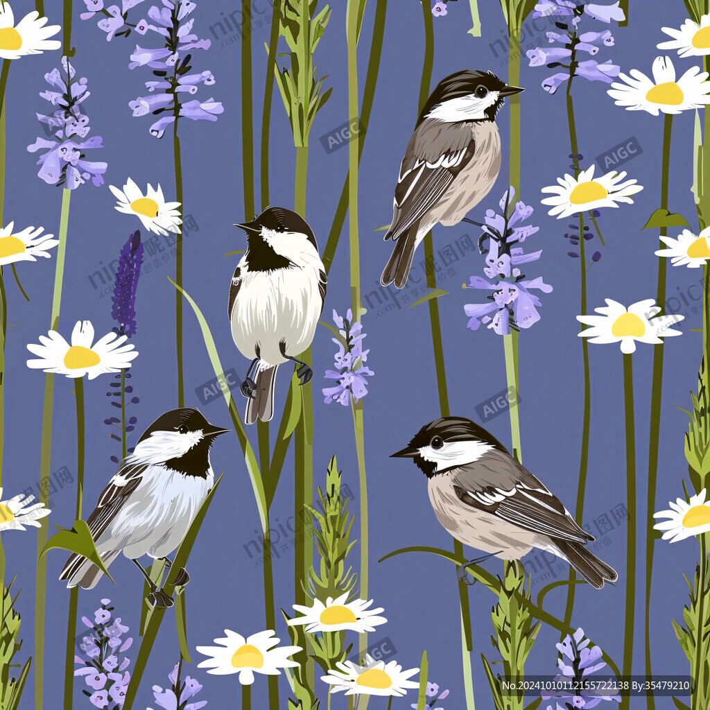 欧美风格鸟花卉