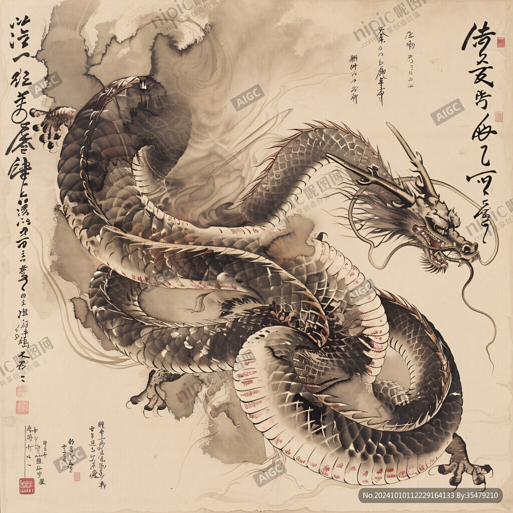 万事兴龙手绘龙