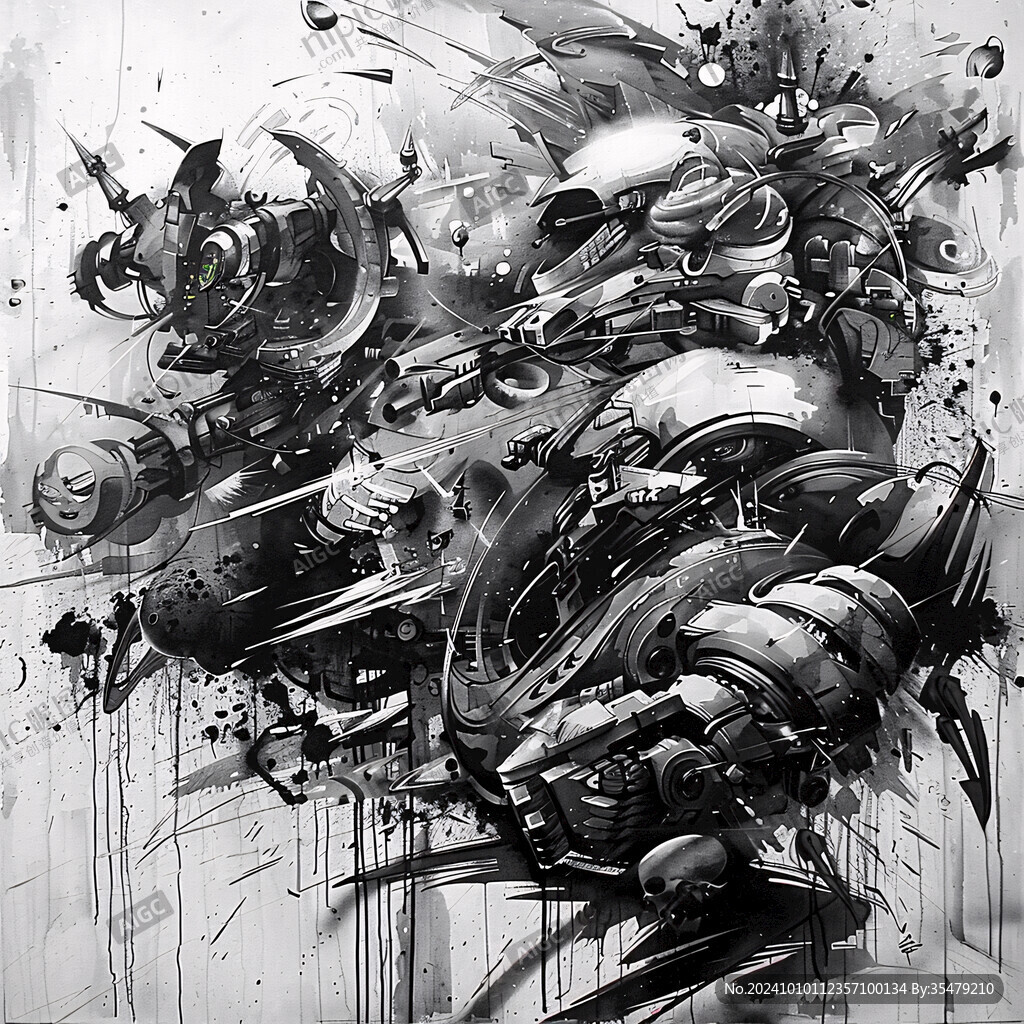 游戏风科幻风墙绘手绘