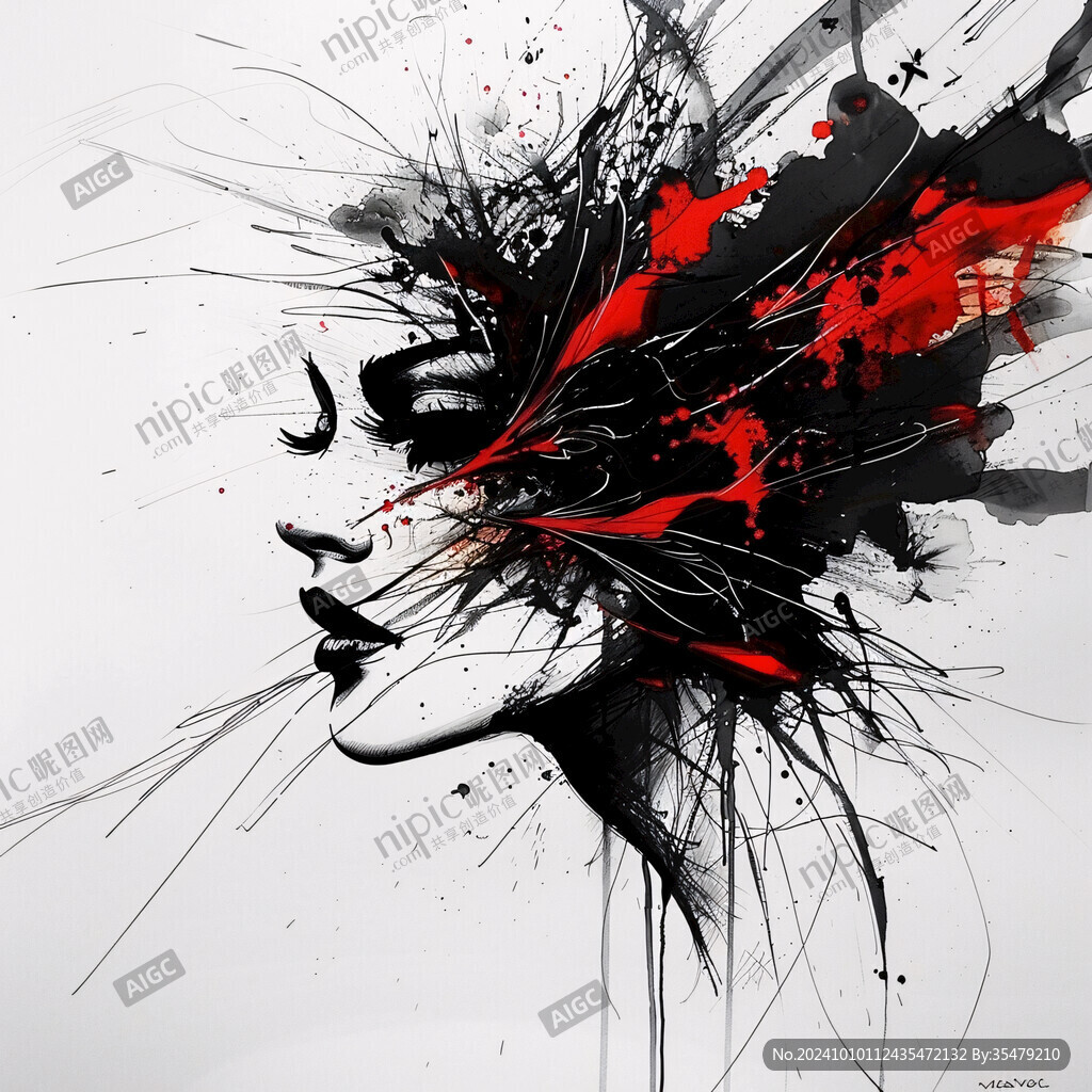 唯美抽象画水彩画女人