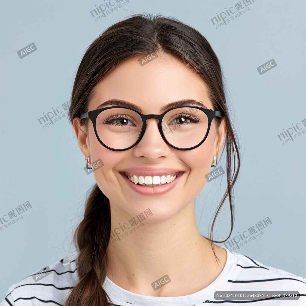 戴眼镜微笑人物