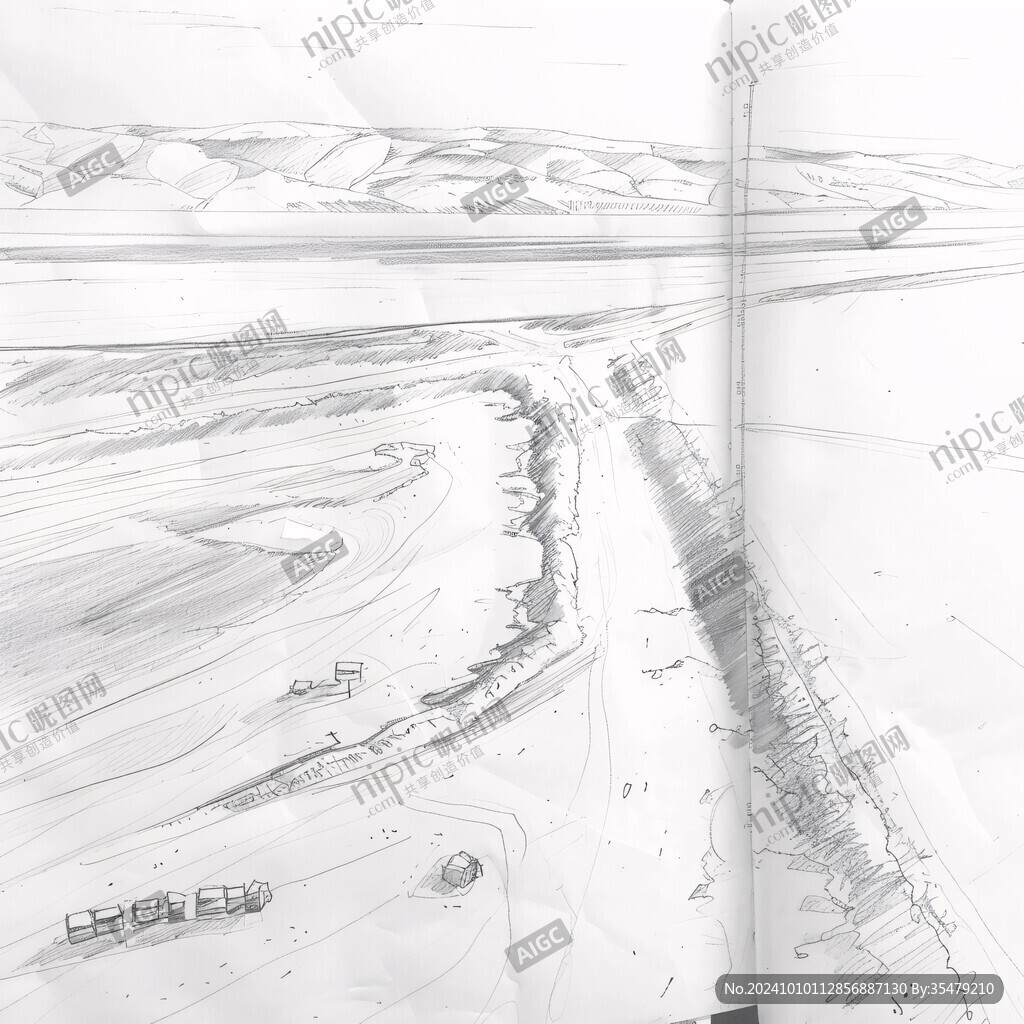 深中通道素描插画