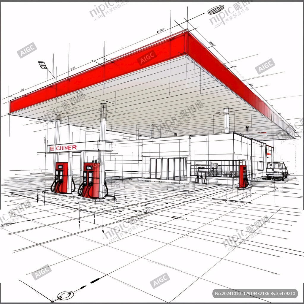 加油站透视图