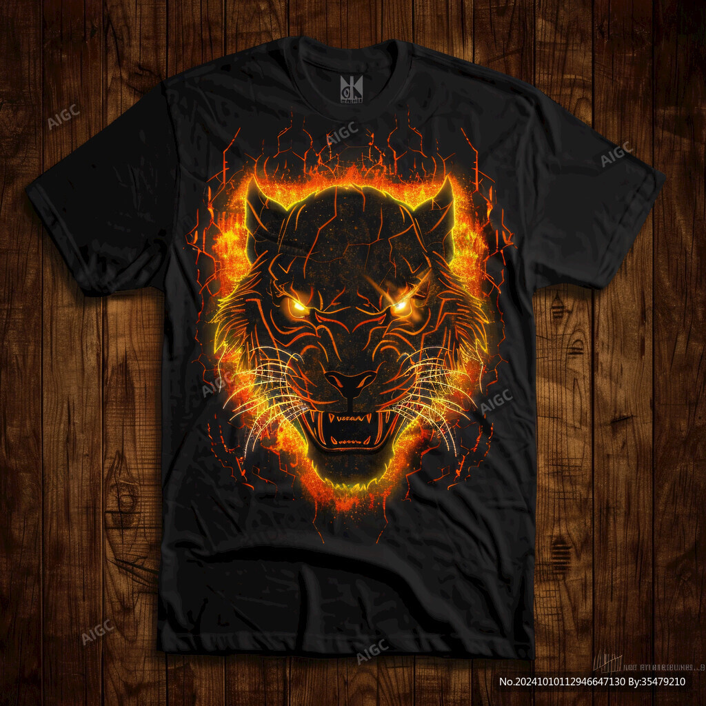 机械狼头t恤图案