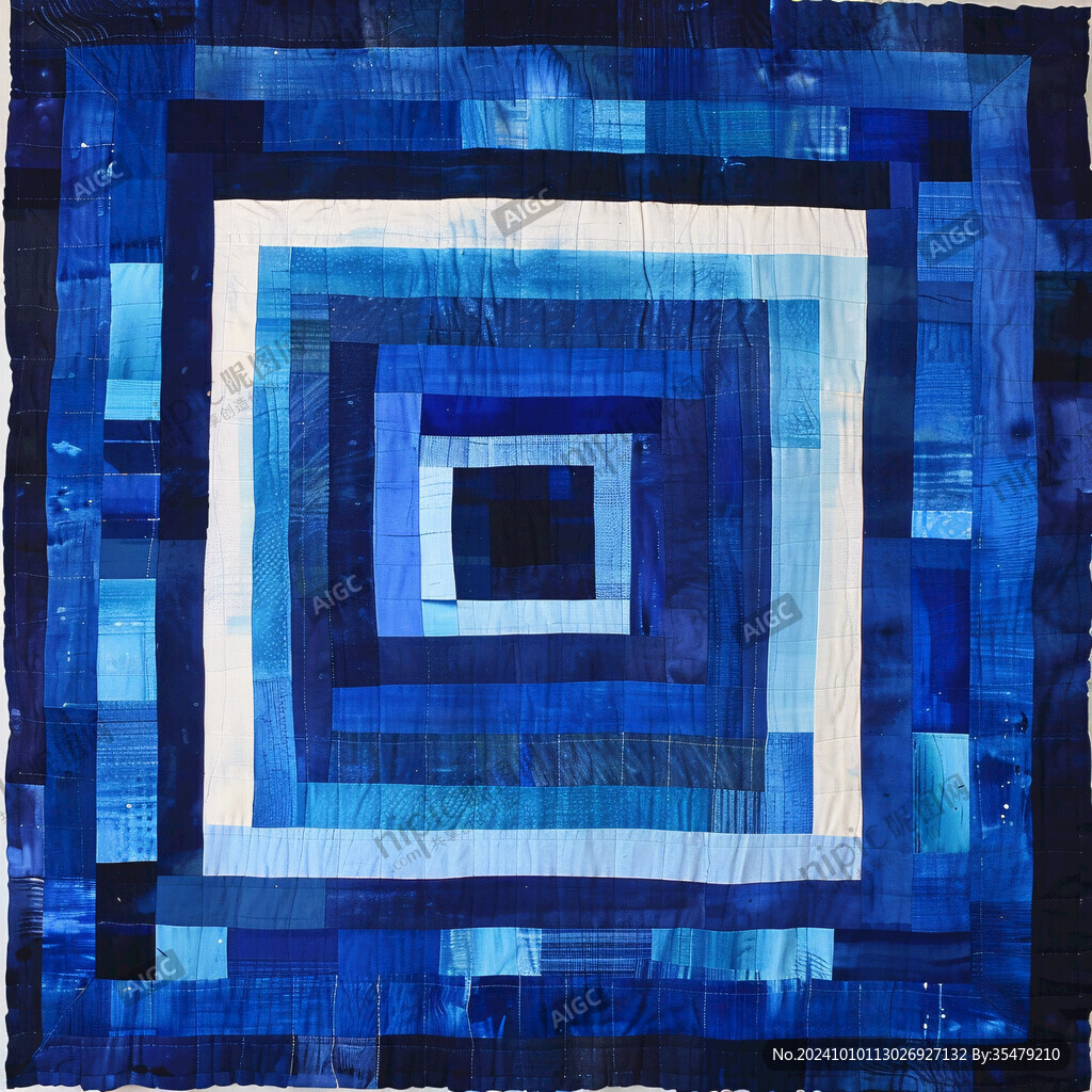 蓝色布纹抽象画装饰画