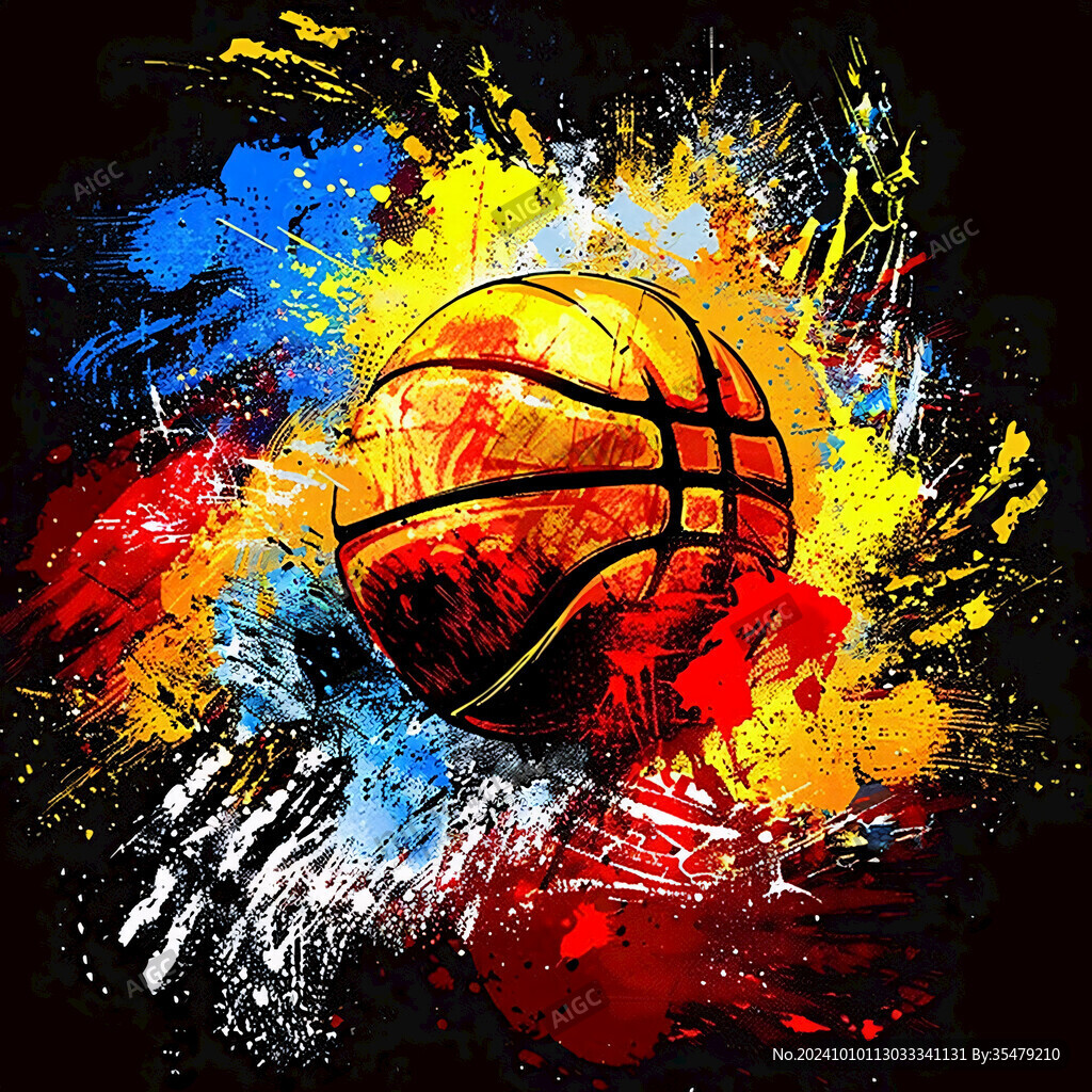 篮球水墨篮球水彩