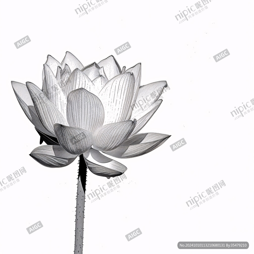 手绘金属质感荷花