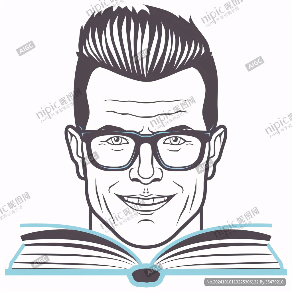 眼镜男子线条图