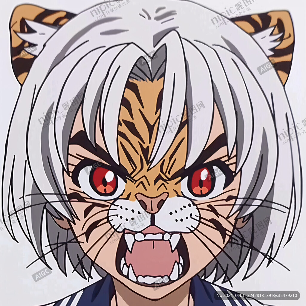 卡通霸气老虎武士头像