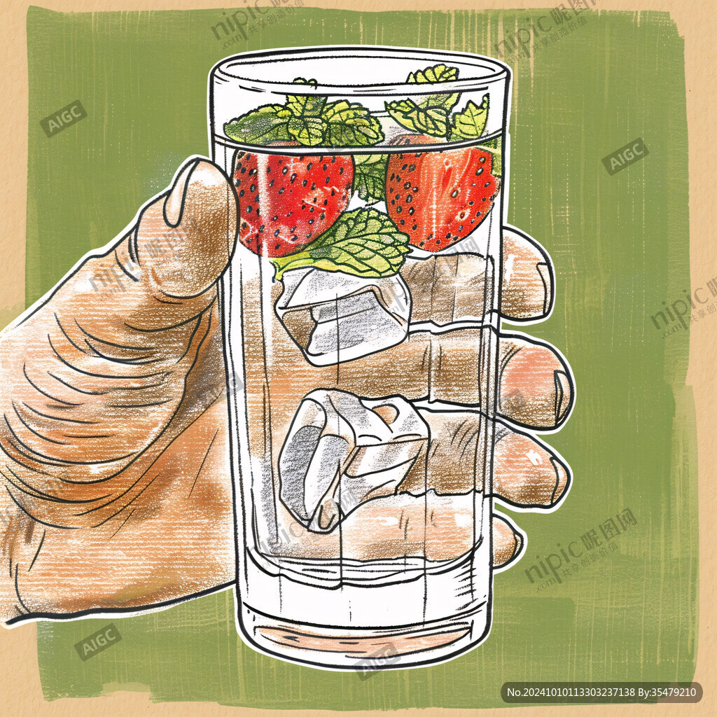 手打柠檬茶插画