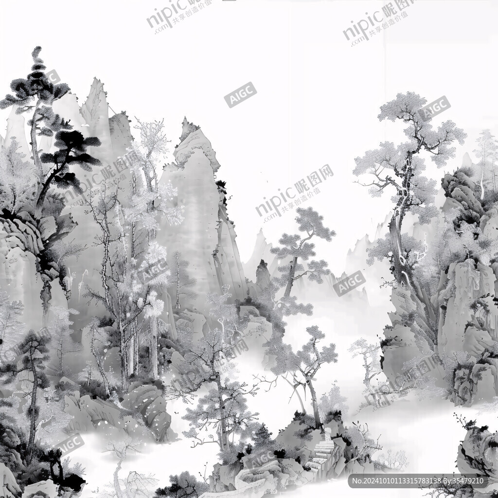 青花瓷水墨山水