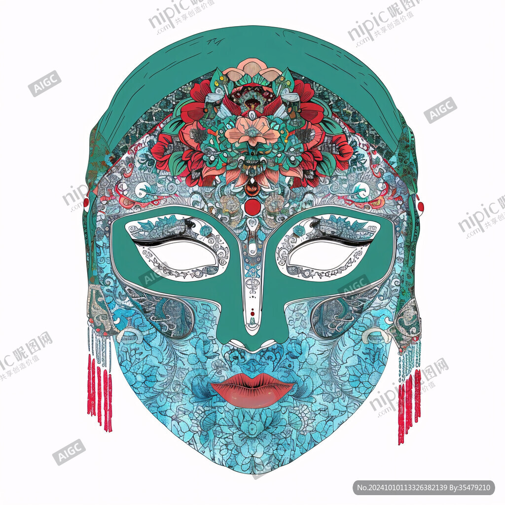 京剧花旦脸谱插画