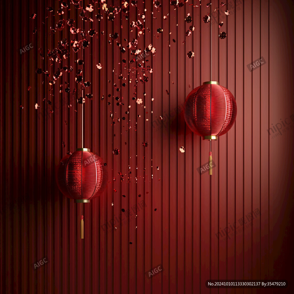 红灯笼星光红色背景