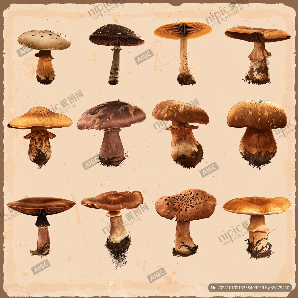 各种蘑菇插画