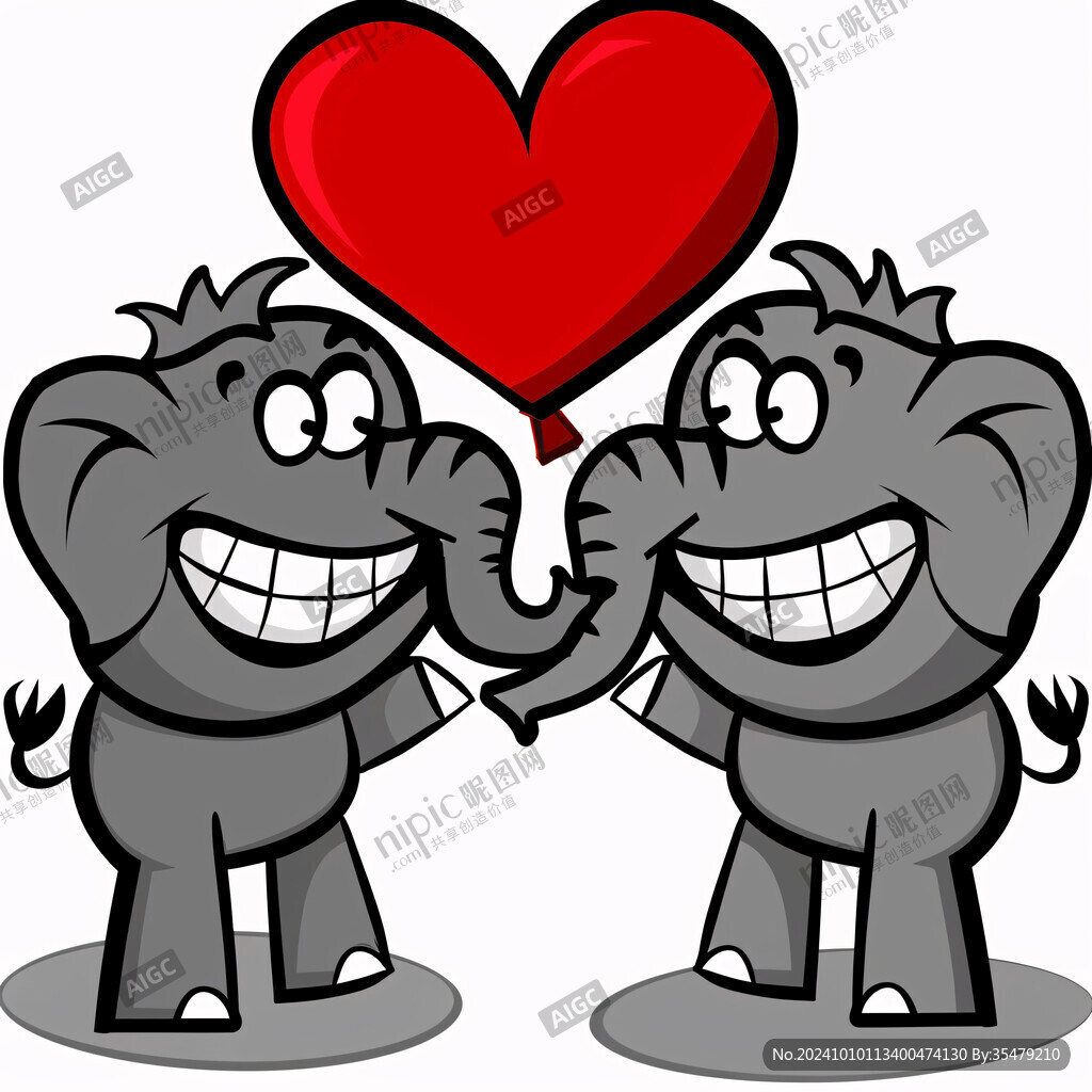 相亲相爱大象头