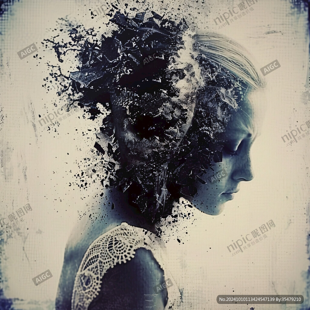 唯美抽象画水彩画女人