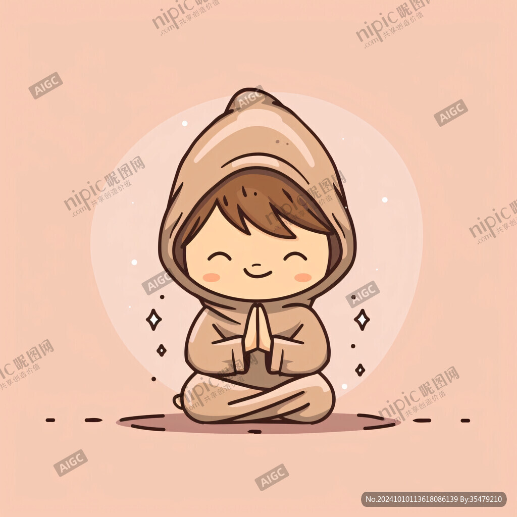 卡通小和尚念经头像