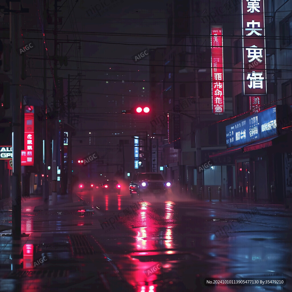 雨中街道夜晚的雨
