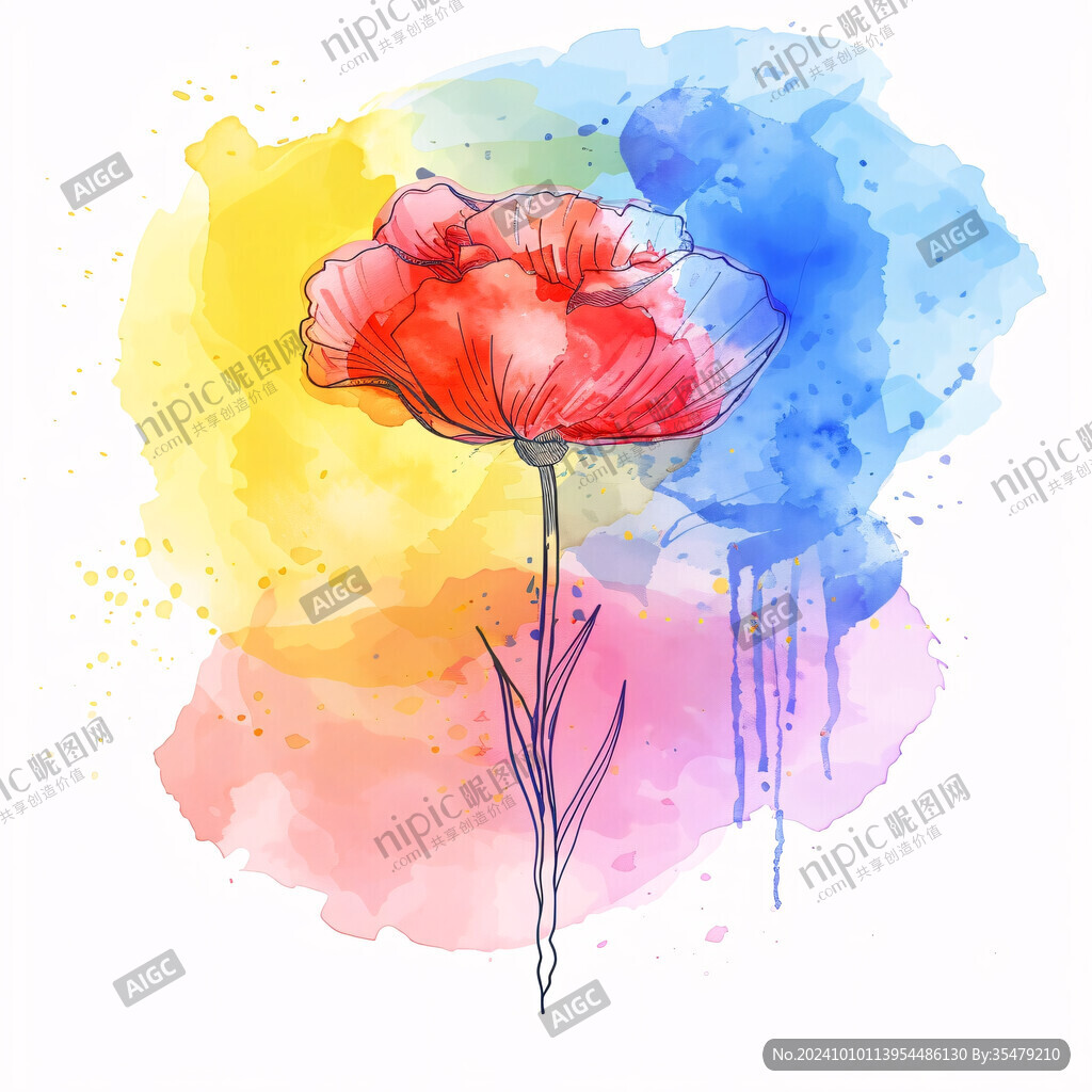 水彩虞美人装饰画