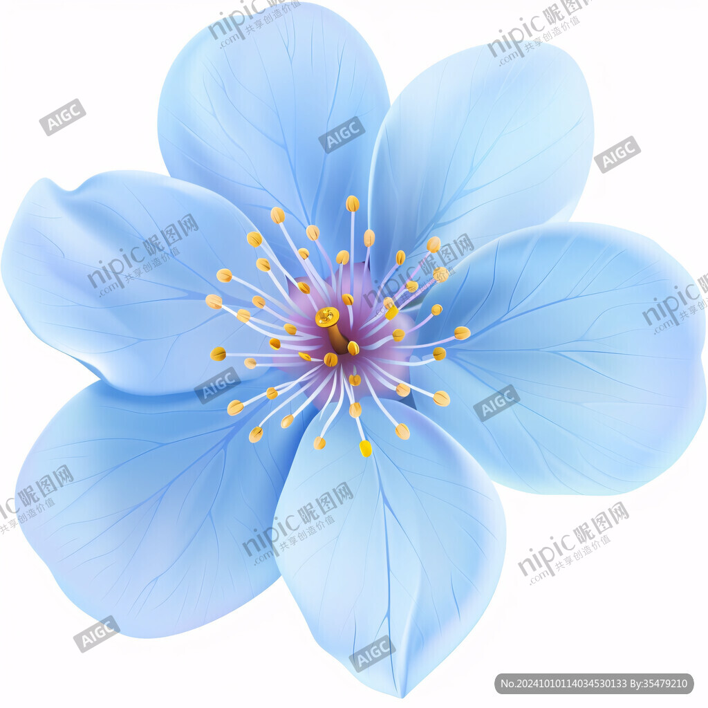 蓝色花朵插画