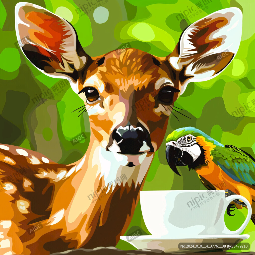 手绘和小鹿亲密接触