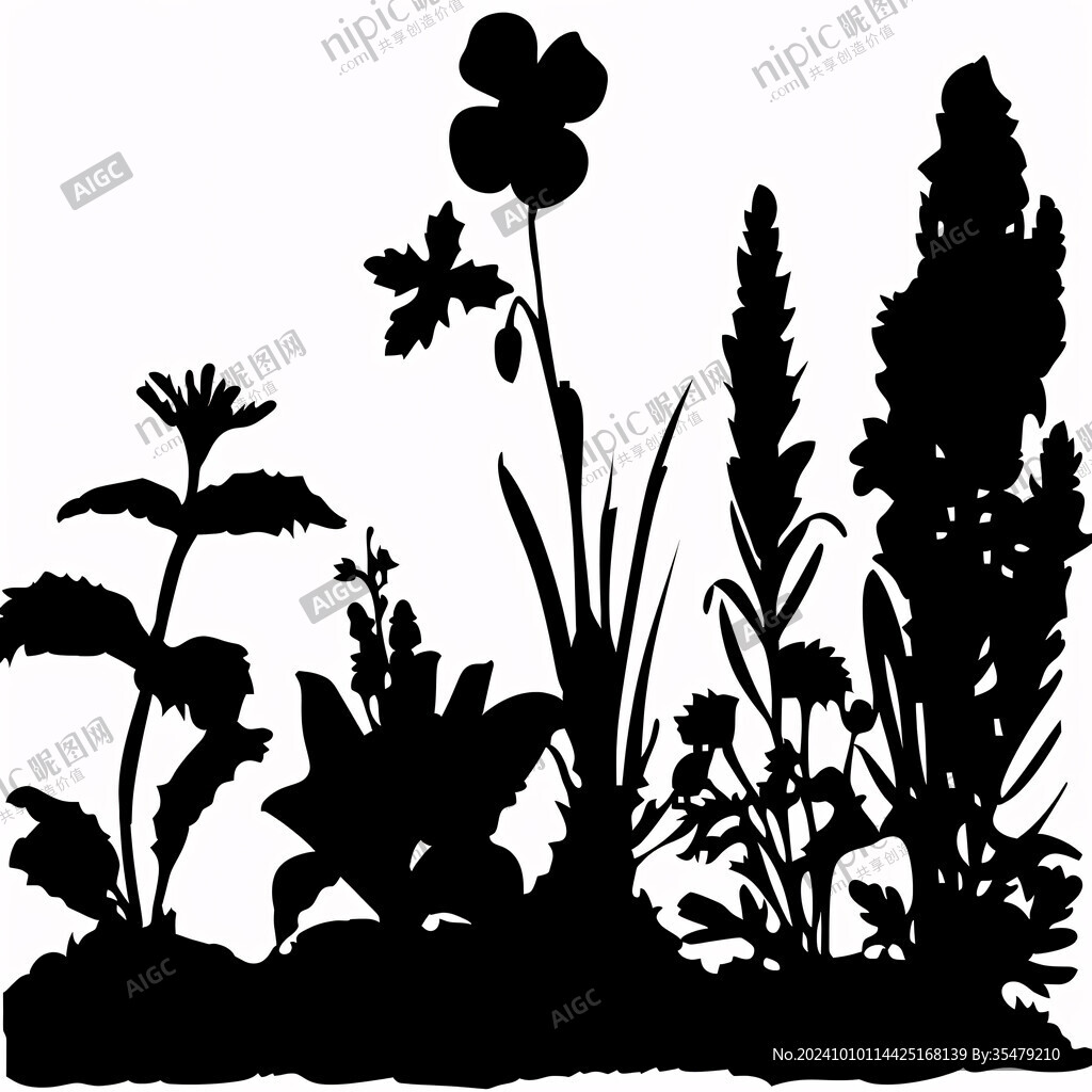 植物剪影素材