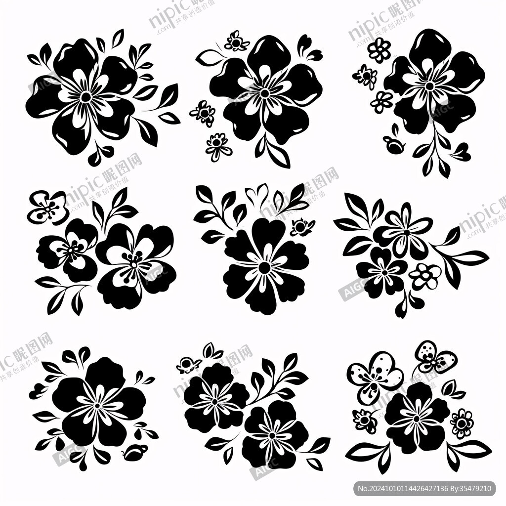 黑色碎花图案设计