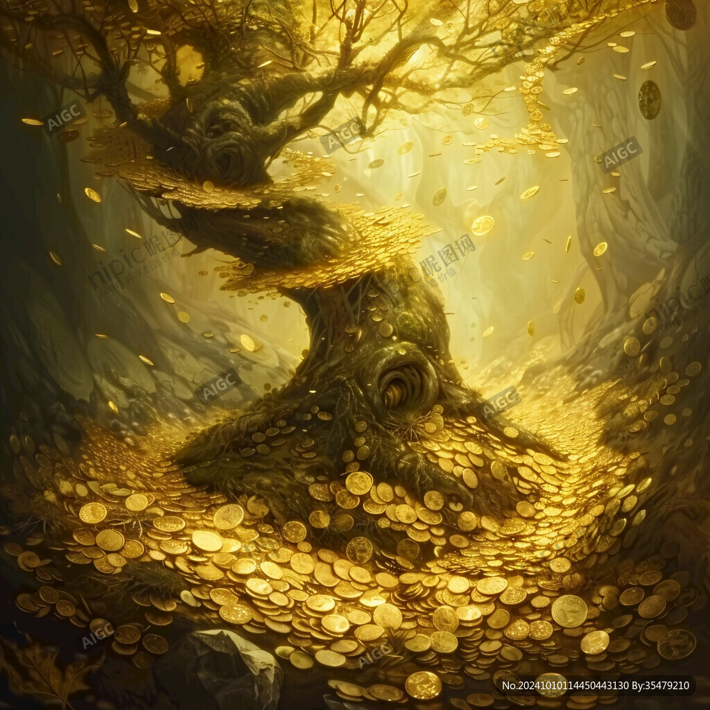 摇钱树装饰画摇钱树鹿