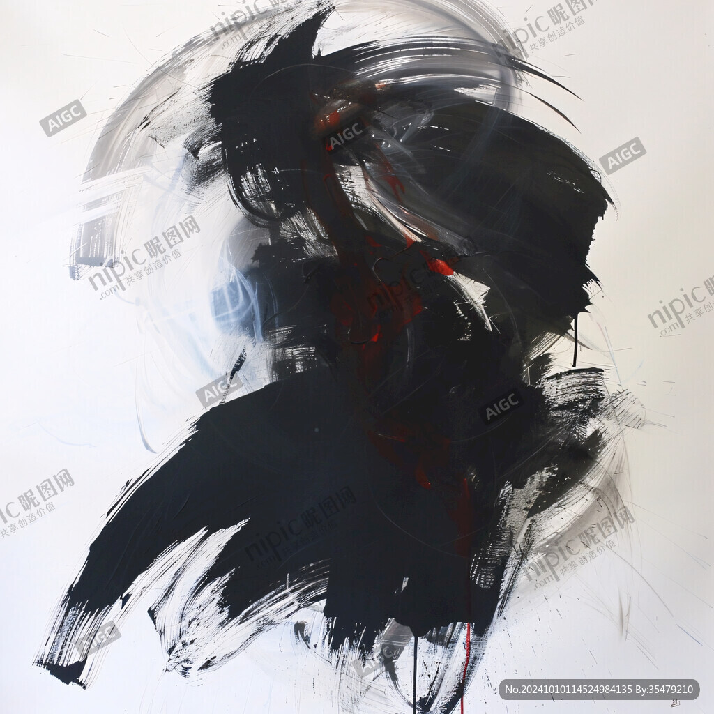 动感线条红黑色抽象画