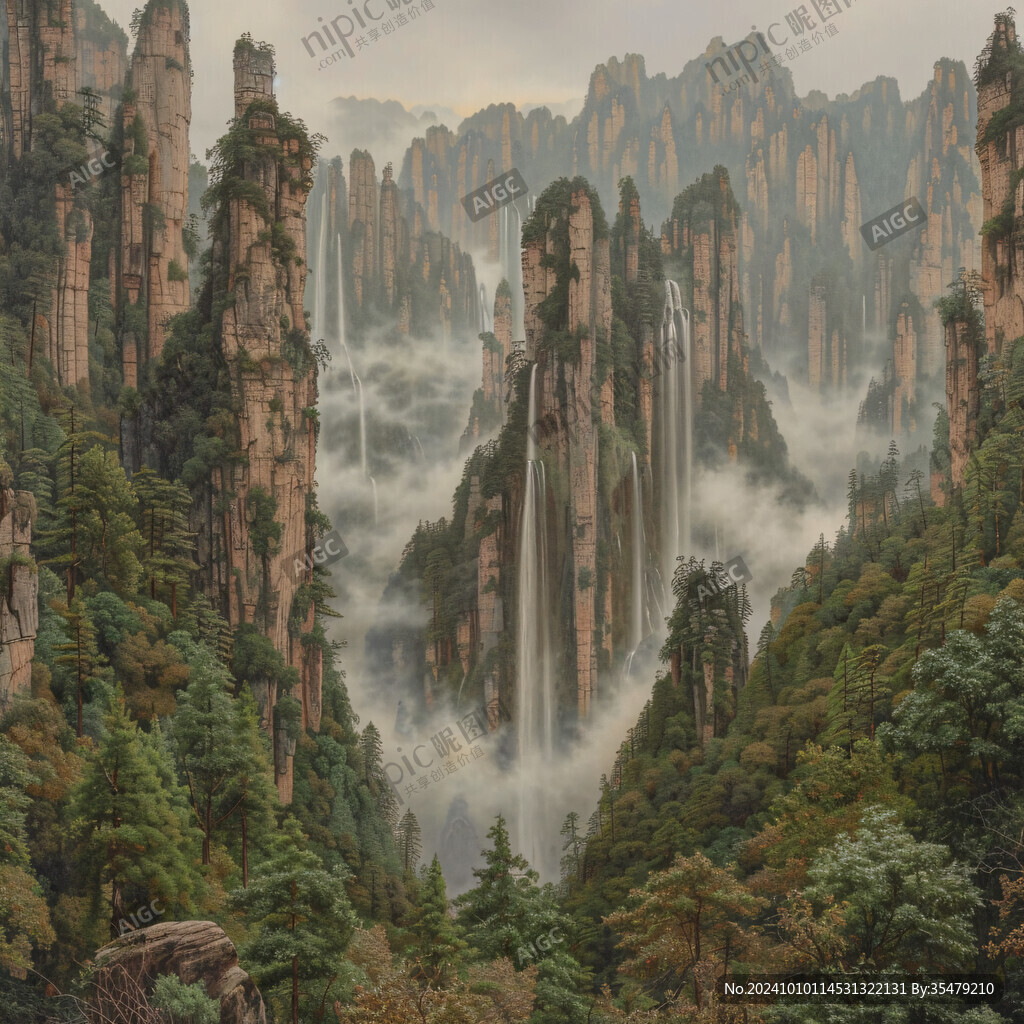 山水深渊建筑立体画