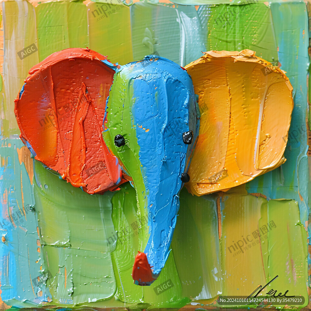 立体感大象壁画