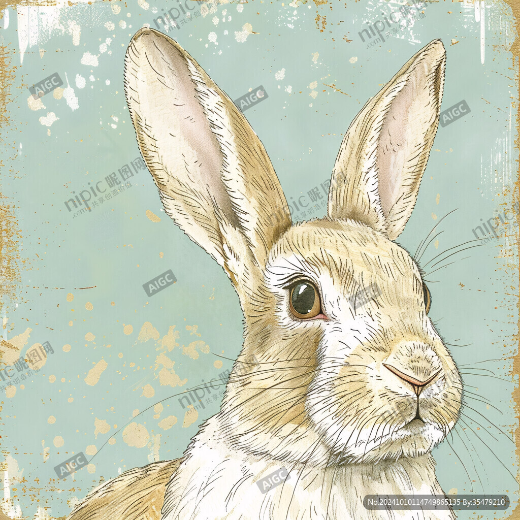 手绘兔子装饰画