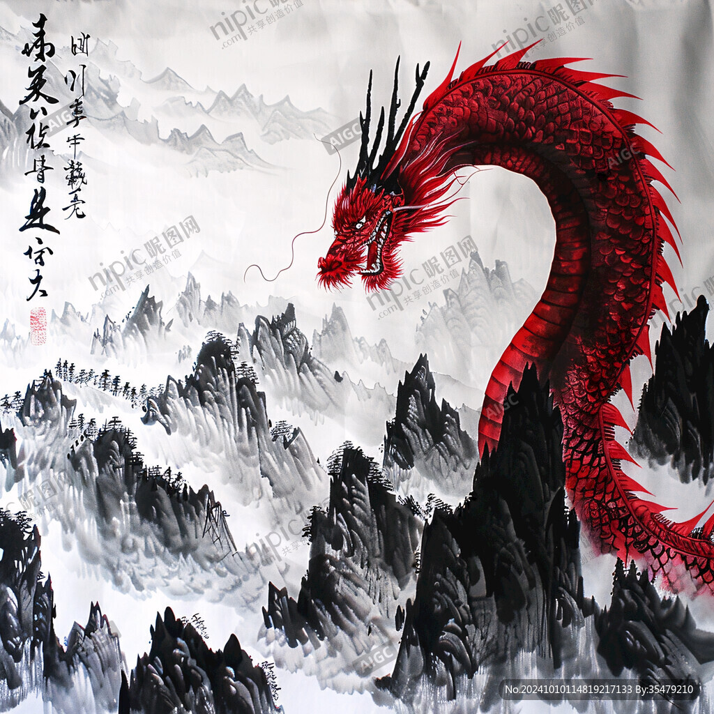 万事兴龙手绘龙