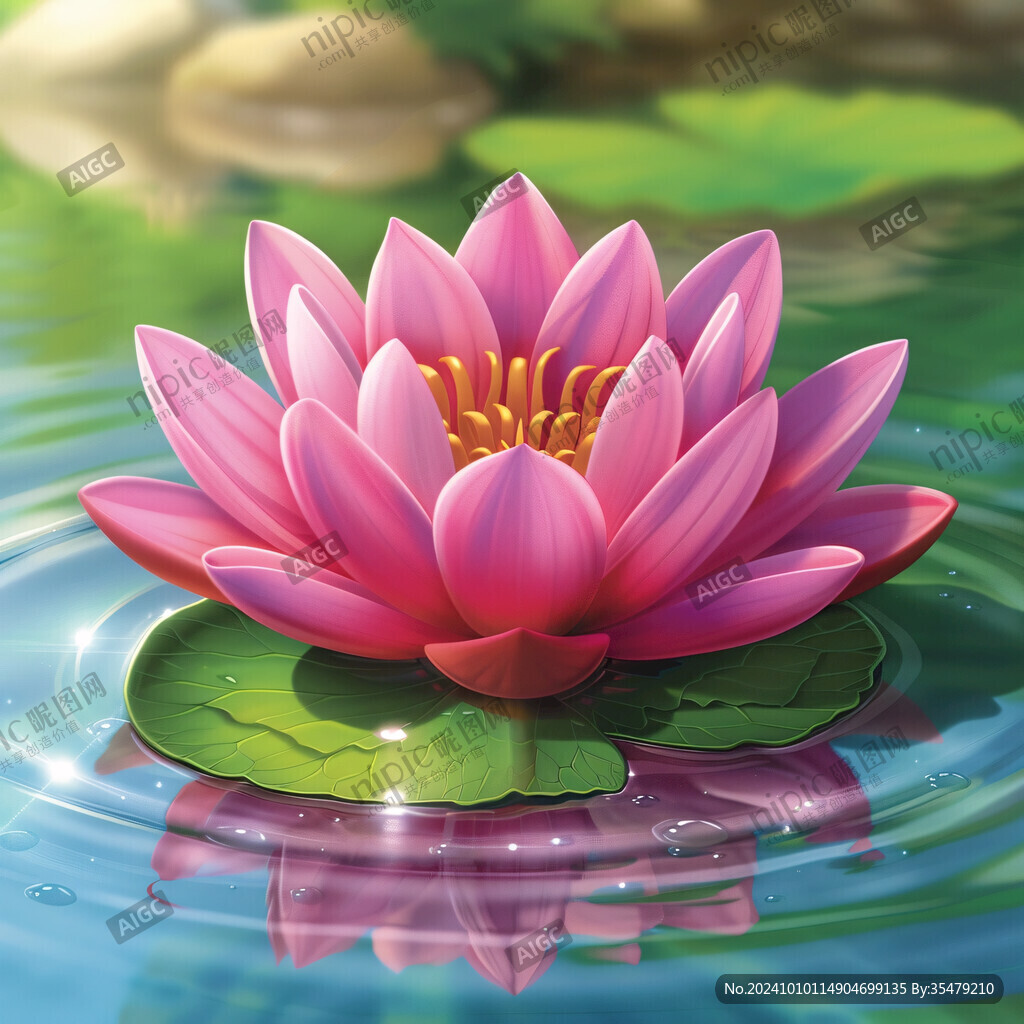 写实画莲花睡莲