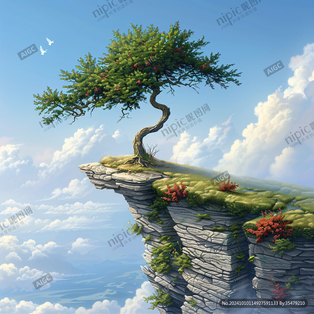 生长在悬崖边的两棵树