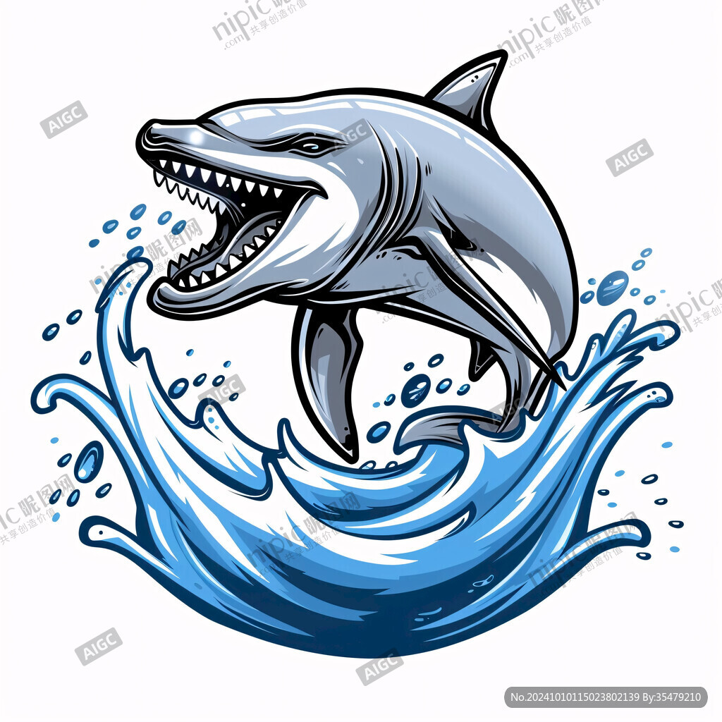 卡通鲨鱼立体画