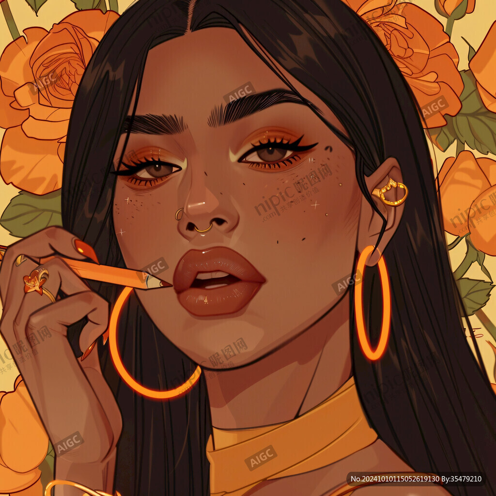 潮流插画美女人物插画