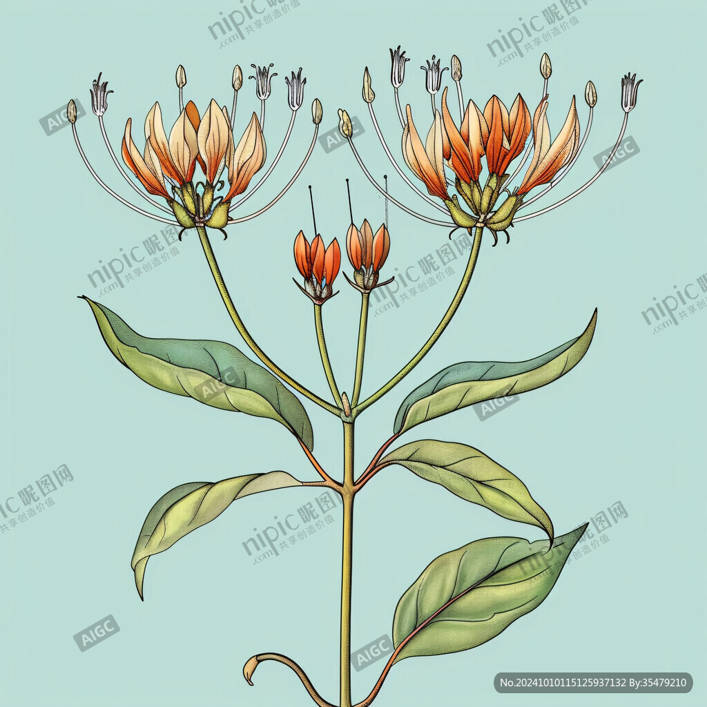 草本狗牙花插画