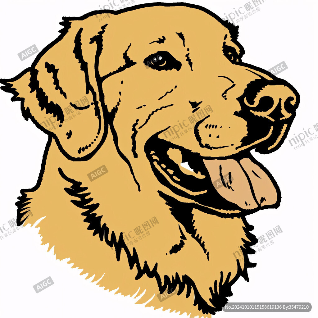 手绘金毛犬