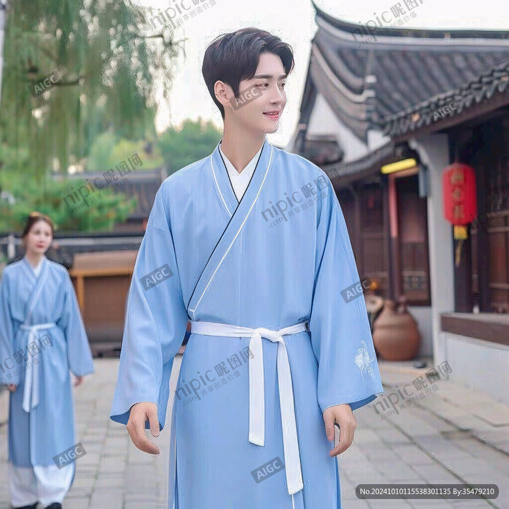 蓝色古装衣服