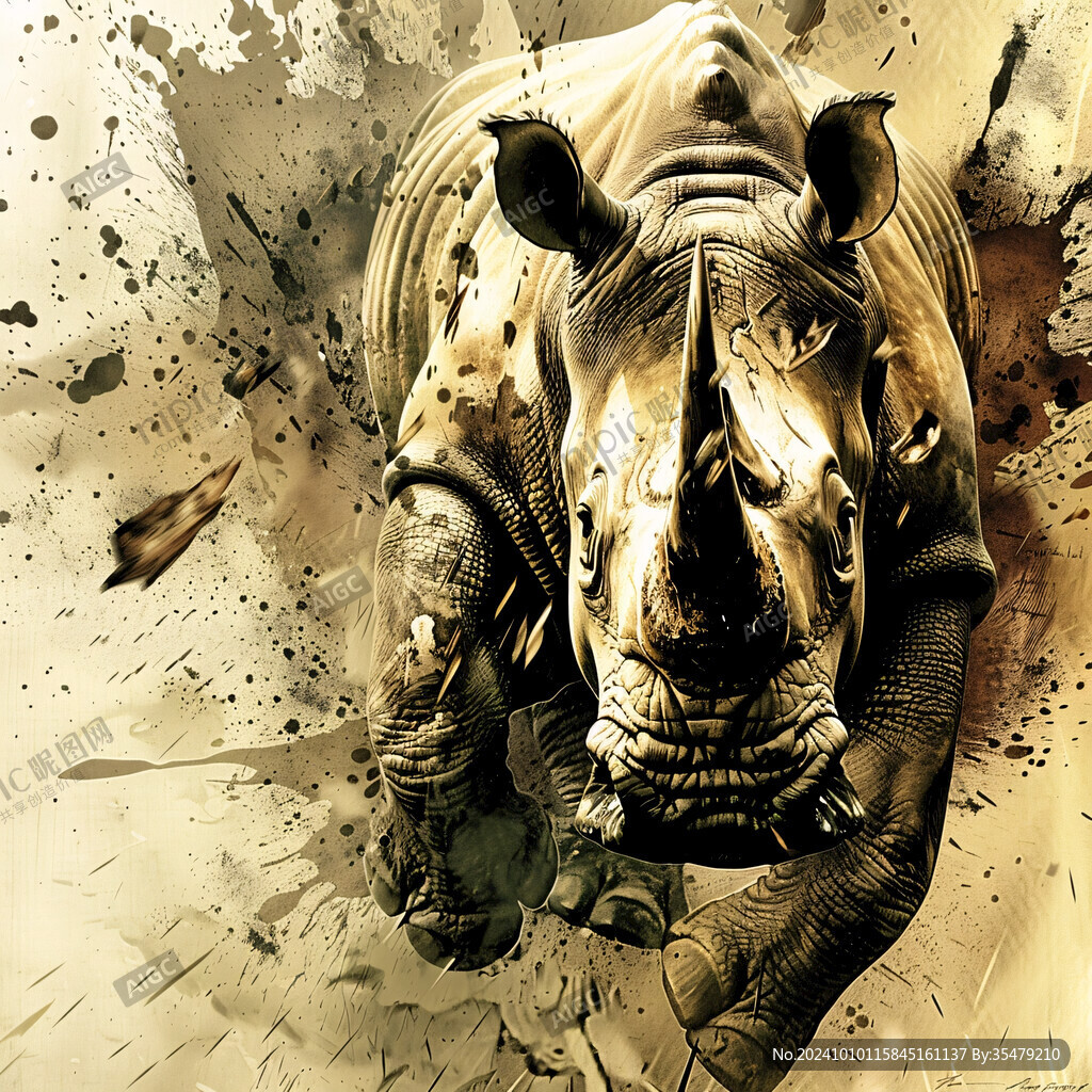 犀牛创意手绘素材