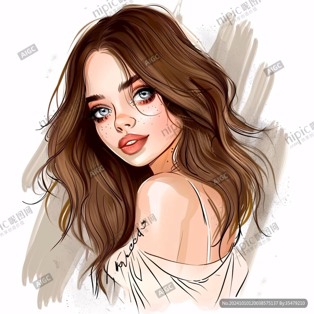 潮流插画美女人物插画