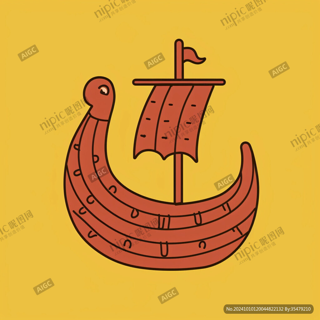 木质海盗船黄帆黑旗