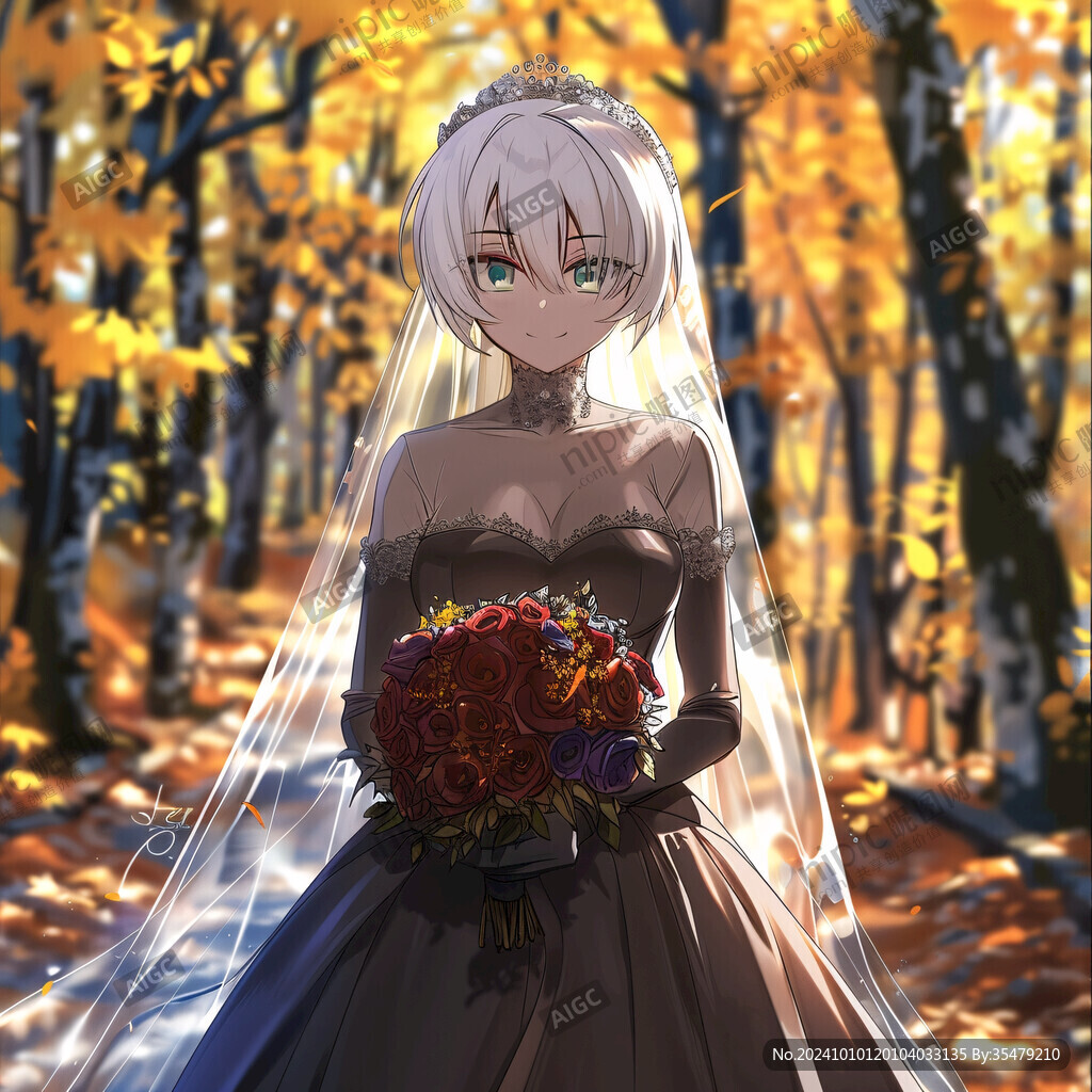 穿婚纱婚的少女