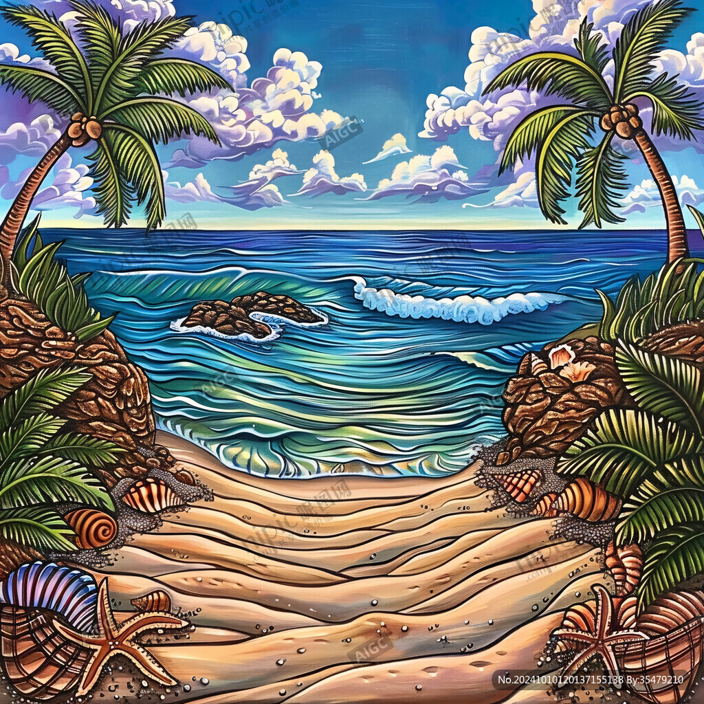 沙滩风景画