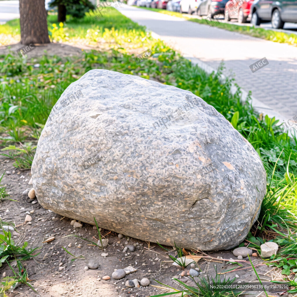 马路边上的大石头
