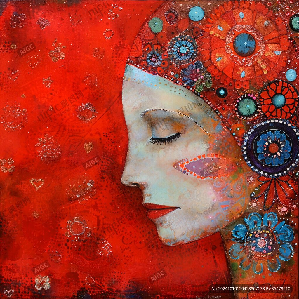 唯美抽象画水彩画女人